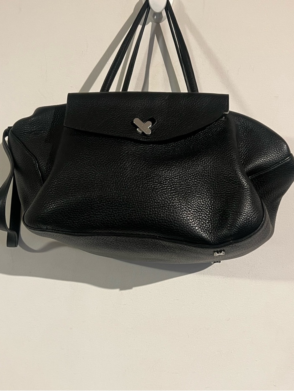 Alexander wang black leather double flap pocket 2 way bag sample